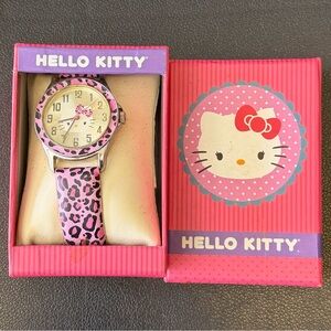 Vintage Hello Kitty Sanrio Ladies Pink Leopard Quartz Wrist Watch New In Box